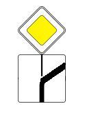 Якщо водій буде рухатися по головній дорозі, йому потрібно подавати сигнал правим покажчиком повороту, так як він буде на перехресті здійснювати маневр правого повороту (і це не залежить від кута примикання доріг)
